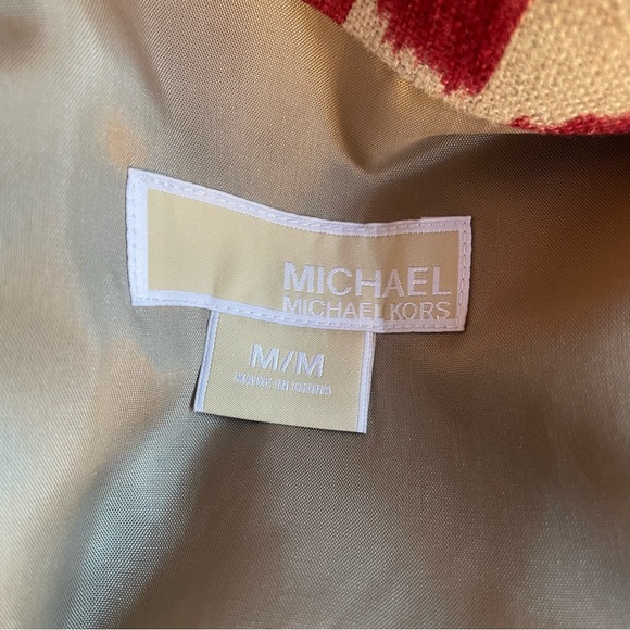 Michael Kors red tan linen 3/4 sleeve jacket Like New Medium - Picture 8 of 14